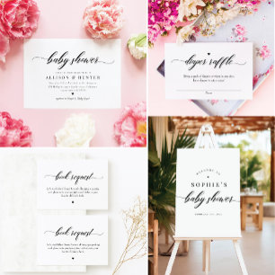 Classic Elegant Script Couples GRILLEN Baby Shower Einladung