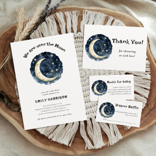 Invitation Au-dessus du Baby shower spatial bleu de la Lune N
