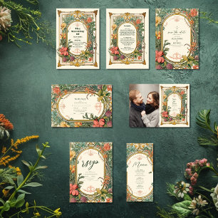 Invitation Vintage Floral Art Nouveau Mariage