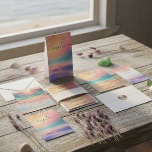 Éventail Pink Green Ocean Beach Day Party Bienvenue Mariage