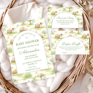 Serviette En Papier Baby Shower Pastel Animaux de Ferme Rustique