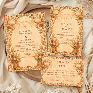 Invitation Mariage de jardin rustique western cowgirl