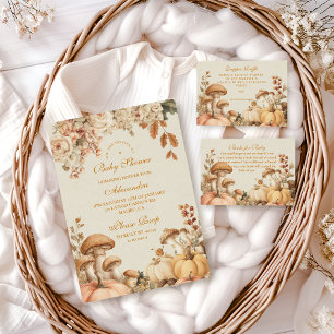 Rustic Pumpkin Mushroom Baby Dusche Einladung