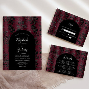 Details zur Hochzeit von Moody Burgundy Black Dama Begleitkarte