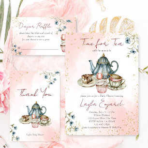 Zeit für Tee-Baby-Dusche Tee Party Einladung