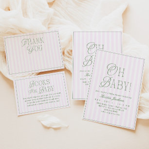 Invitation Fête de Bébé Vintage Prépa Fille