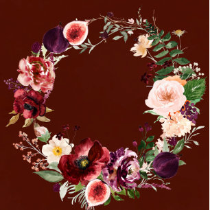 Burgund und Tan Rustikale Wildblumen Hochzeit Einladung