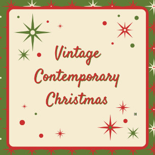 Vintager zeitgenössischer Red Christmas Star Geschenkpapier