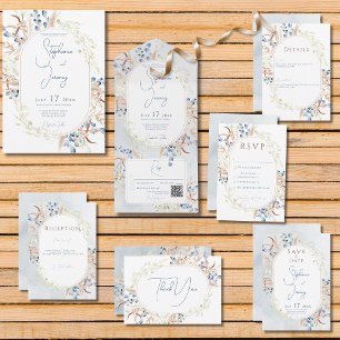 Blue Dried Boho Blume Blue Wedding Save The Date