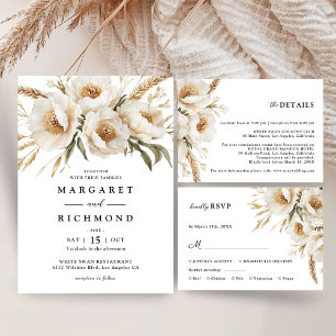 Rustic Boho Ivory Floral Wedding Vielen Dank Dankeskarte