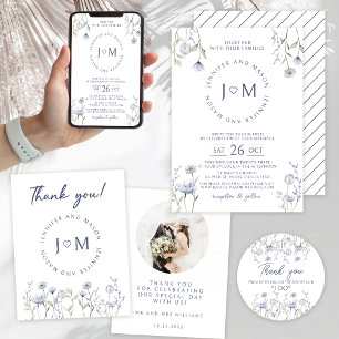 Blue Wildblume winzige Blume Hochzeitseinladung Einladung