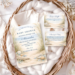 Carte D'accompagnement Tirage au sort de lange de bordure bleu doux côtie