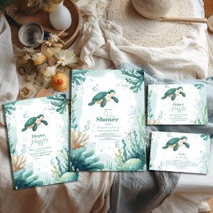 Assiettes En Carton Aquarelle de la tortue marine baby shower