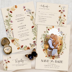 Foto Floral Save the Date Postkarte