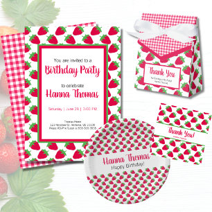Strawberry Sweet Pattern Geburtstag Pappteller