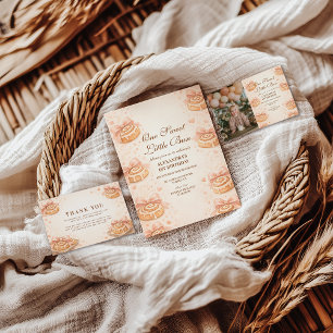 Invitation Blush Photo Fleur de Cannelle Petit Pain 1er Anniv