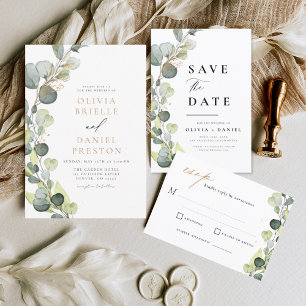 Save The Date Eucalyptus Rustic Sauver la date de la verdure