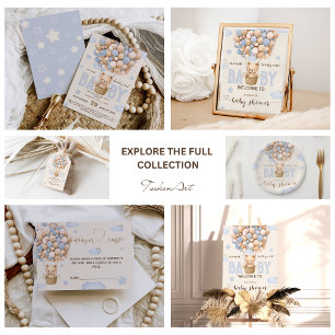 Badge Rond 2,50 Cm Bear Balloons Bearly Wait Bébé Garçon Douche