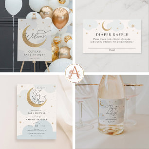 Invitation Baby shower par Mail Blue Twinkle Star et Moon