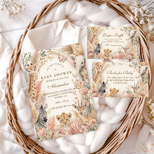 Whimsical Boho-Safari-Mädchen-Baby-Party Einladung