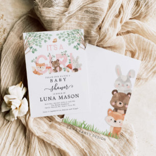 Woodland Girl Babydusche Einladung