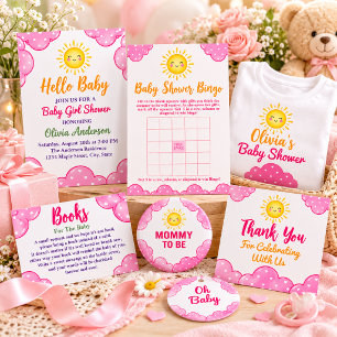 Kuschelige rosa Wolken Baby Mädchen Shower Runder Aufkleber