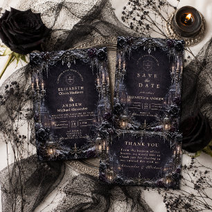 Cartons Réponse Mariage gothique hivernal maussade