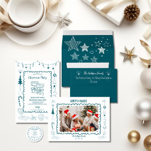 Whimsical Quirky Doodle Holiday Einladung