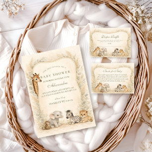 Neutrale Safari-Dschungeltiere Windel Verlosung Begleitkarte