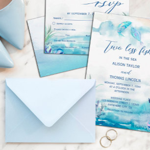 Carte Deux poissons en moins dans la mer Mariage d'été c
