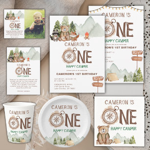 Foto One Happy Camper Wonderland 1. Geburtstag Dankeskarte