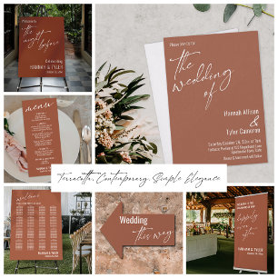 Elegante Simple Typografy Terracotta Wedding Einladung