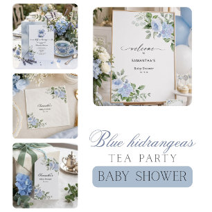 Poster Les hortensias bleus baby is brewing thé party sho
