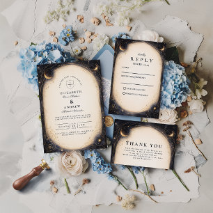 Himmlische Vintage-Hochzeit Dankeskarte