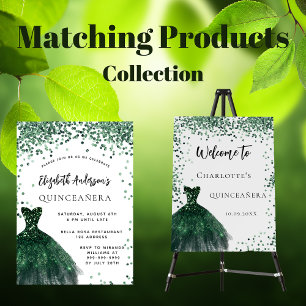 Budget Quinceanera Smaragdgrün Gold Kleid floral