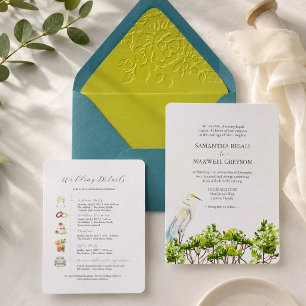 Invitation Mariage Formel Tropical Aquarelle Oiseau