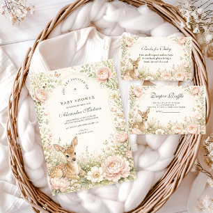 Elegantes Blumenhirsch Botanisches Windelraffel Begleitkarte