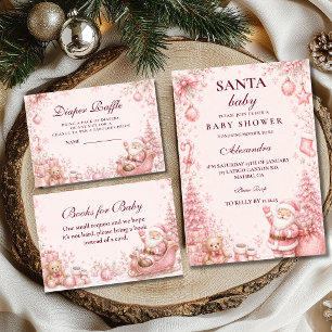 Whimsicaler Rosa Weihnachtsmann-Windel-Raffle Begleitkarte