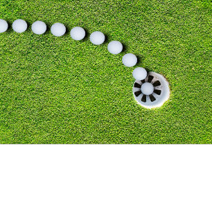 Golf Instruction Swing Sweet am Flag Loch auf grün Runder Aufkleber