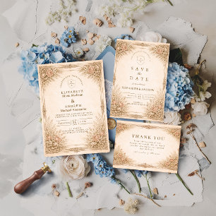 Cartons Réponse Mariage Botanique Floral de Luxe Rustique