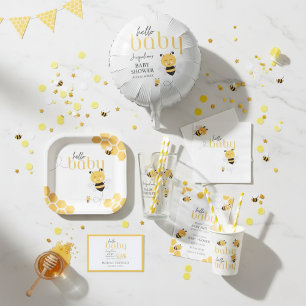 Assiettes En Carton Célébrations pour abeilles : Bonjour bébé Douche d