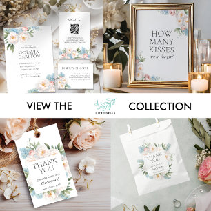 Étiquettes-cadeau SOFT BLUE ROSE FLEURS FLEURS BRIDAL Merci