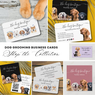 Carte de visite de boutique pour chiens noir et bl