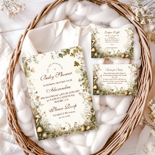 Invitation Baby shower forestier des champignons des bois