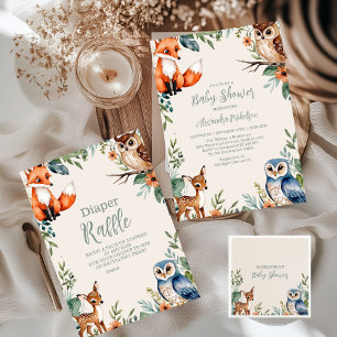 Woodland Forest Animals Kinderdusche Einladung