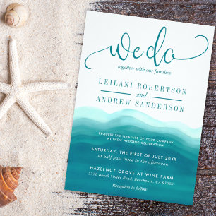 Invitation Vague d'aquarelle Turquoise moderne   MARIAGE
