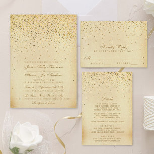 Die Vintage Glam Gold Confetti Wedding Collection All In One Einladung