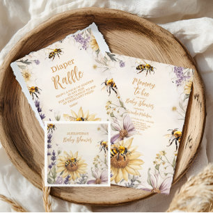 Vintage Mommy to Bee Yellow Floral Diapper Raffle Begleitkarte