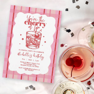 Old Fashioned Red Cherry auf dem Geburtstagsfeier- Runder Pappuntersetzer
