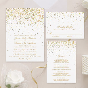 Die Vintage Glam Gold Confetti Wedding Collection Einladung